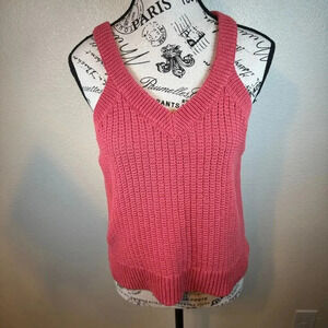 Madewell Chunky Knit Tank Top Coral V Neck Women’s Size Medium